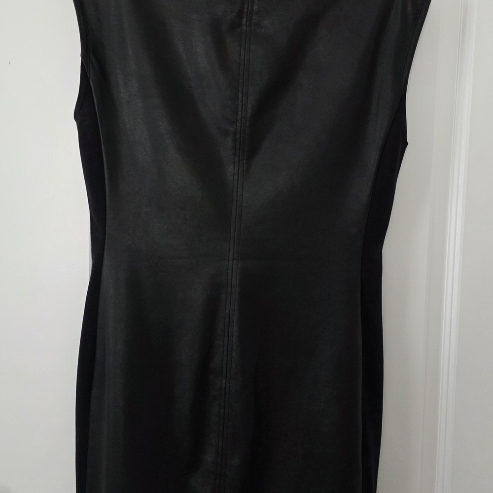 Sleek Black Sleeveless Leather Dress